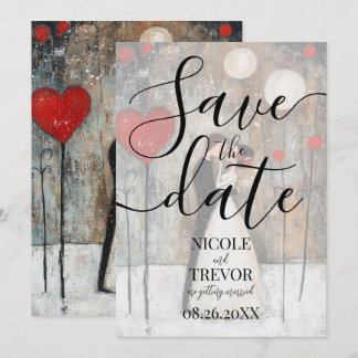 Benutzerdefinierte Whimsical Braut & Bräutigam Hoc Save The Date