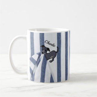 Benutzerdefinierte Whippet-Hundedecke gestreift zw Kaffeetasse