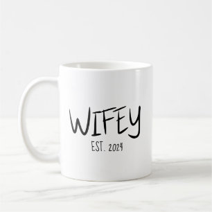 Benutzerdefinierte Wifey EST Jahr Paar Hochzeitsju Kaffeetasse