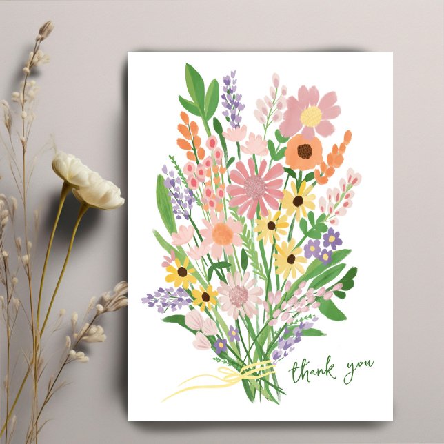Benutzerdefinierte Wildblumen Dankeskarte (Wildflowers Handpainted Custom Thank You Card
)