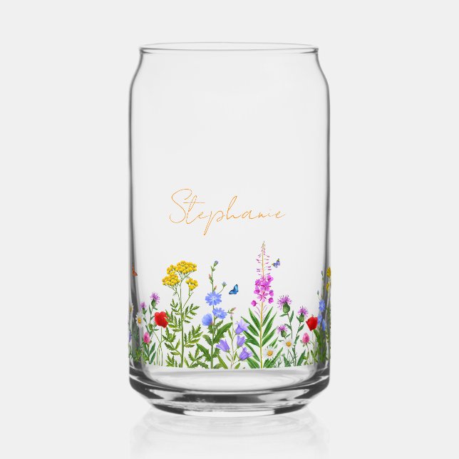 Benutzerdefinierte Wildblumen Edelstahl Kaffeether Dosenglas (Vorderseite)