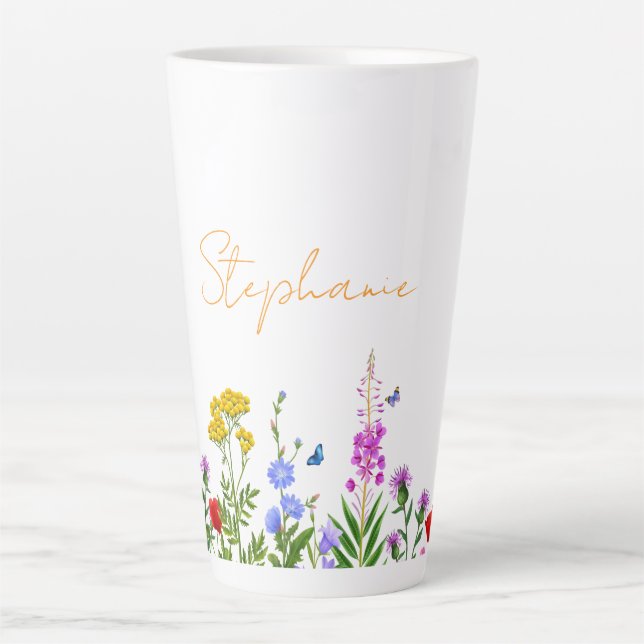 Benutzerdefinierte Wildblumen Edelstahl Kaffeether Milchtasse (Vorderseite)