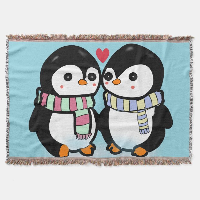 Benutzerdefinierte Winter-Pinguin-Liebe Decke (Vorderseite)