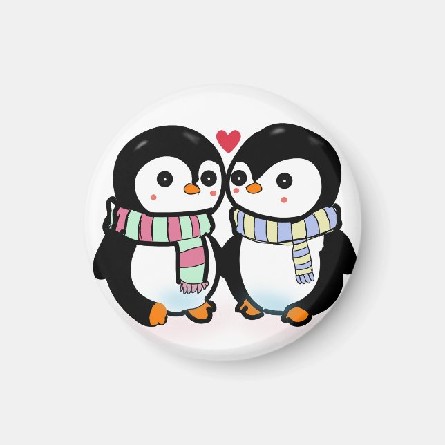 Benutzerdefinierte Winter-Pinguin-Liebe Magnet (Vorne)