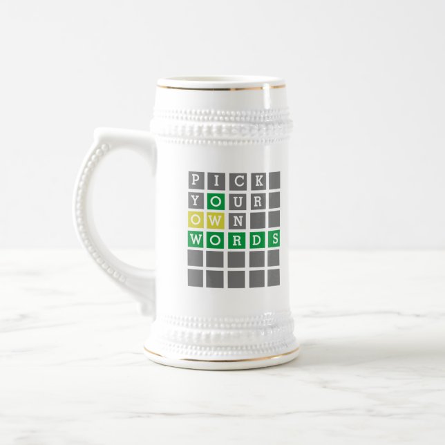 Benutzerdefinierte Words-Tasse Bierglas (Links)