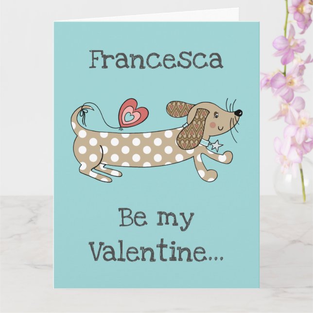 Benutzerdefinierte Wurst Hunde Dackel Valentinstag Karte (Orchidee)