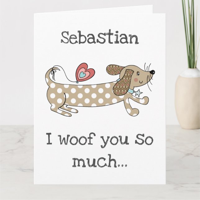 Benutzerdefinierte Wurst Hunde Dackel Valentinstag Karte (Vorderseite)
