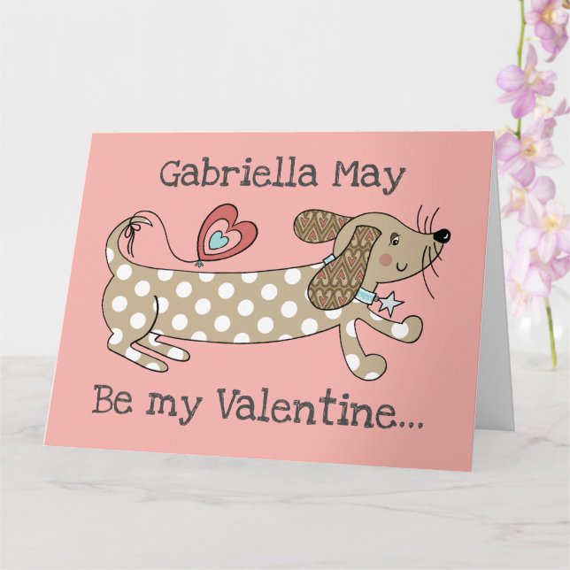 Benutzerdefinierte Wurst Hunde Dackel Valentinstag Karte (Orchidee)