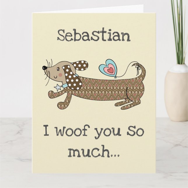 Benutzerdefinierte Wurst Hunde Dackel Valentinstag Karte (Vorderseite)