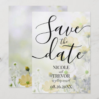 Benutzerdefinierte zarte gelbe Blumen Hochzeit Save The Date