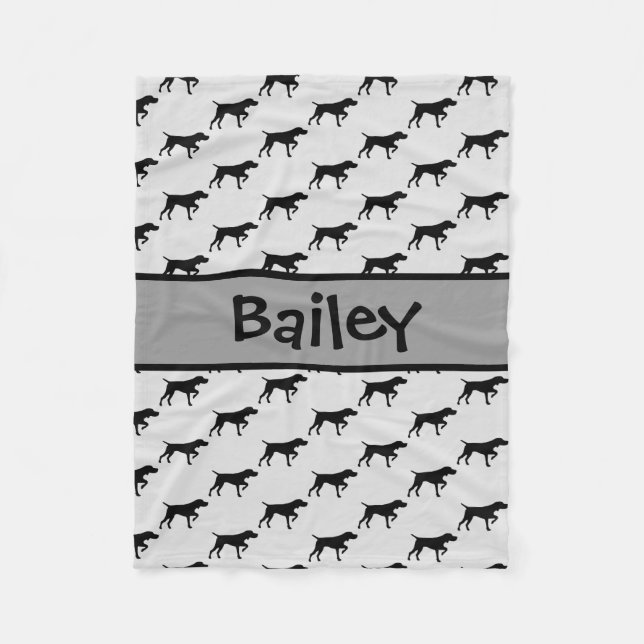 Benutzerdefinierte Zeiger-Hund-Silhouette Fleecedecke (Vorderseite)