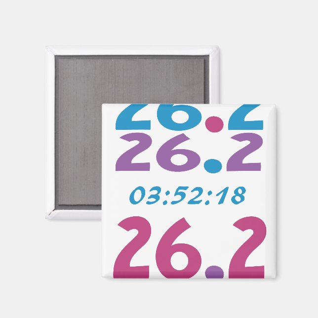 Benutzerdefinierte Zeit für den 26.2 Marathon mit  Magnet (Vorderseite/Rückseite)