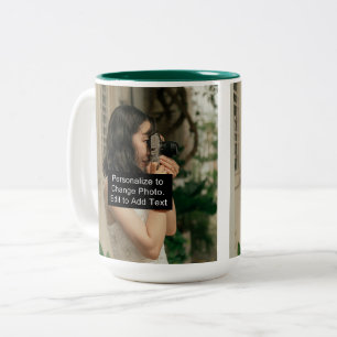 Benutzerdefinierte Zwei-Fotos-Kunstwerk-Slogan 15 Zweifarbige Tasse