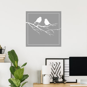 Benutzerdefinierte zwei kleine weiße Spatzenvögel Poster