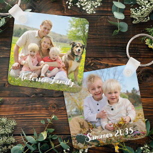 Benutzerdefinierte Zweier-Foto-Familie Doppelseiti Schlüsselanhänger