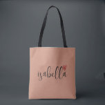 benutzerdefinierten Bridesmaid-Skriptname Clay<br><div class="desc">Eine schicke,  moderne Tasche in Ton mit schwarzem Skriptnamen und rotem Herz,  die perfekt für einen Vorschlag der Brautjungfrau. Ihre Brautjungfrauen können ihre Tasche mit dem Wesentlichen für Junggeselinnen-Abschied-Ausflüge oder für das Wesentliche für den Hochzeitsvormittag füllen.</div>
