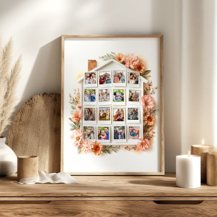 Benutzerdefinierter 16-Foto-Familien-Collage-Druck Poster