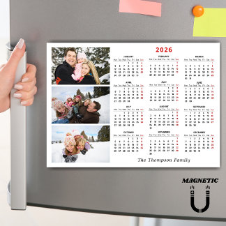 Benutzerdefinierter 2026 Kalender Foto-Collage Nam Magnetkarte