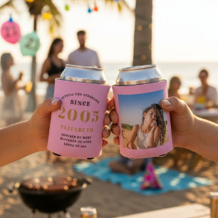 Benutzerdefinierter 21. Geburtstag Rosa Gold Mit F Dosenkühler