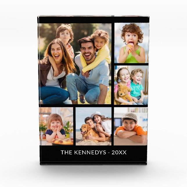 Benutzerdefinierter 6-BildCollage-Familienname Min Fotoblock (Vorderseite)