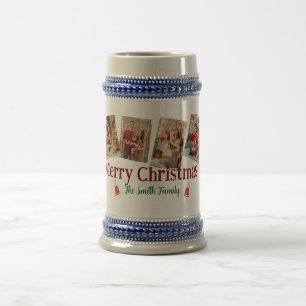 Benutzerdefinierter 6-Foto-Weihnachtsbierkrug mit Bierglas