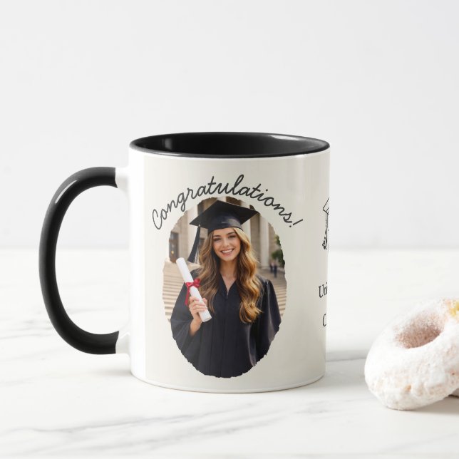 Benutzerdefinierter Abschluss-Fotomug Gratulation Tasse (Mit Donut)