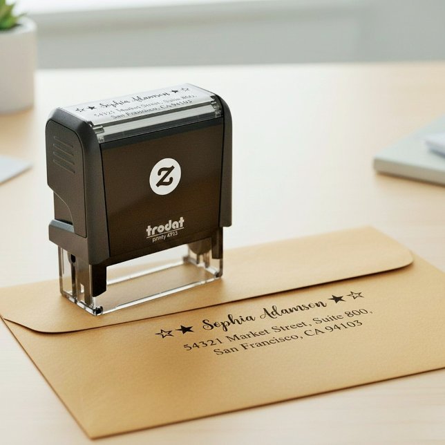 Benutzerdefinierter Absender-Stempel. Selbstadress Permastempel (modern address seal for mail)
