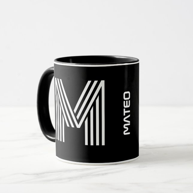 Benutzerdefinierter Anfangs- und Name | Modern Bla Tasse (Vorderseite Links)