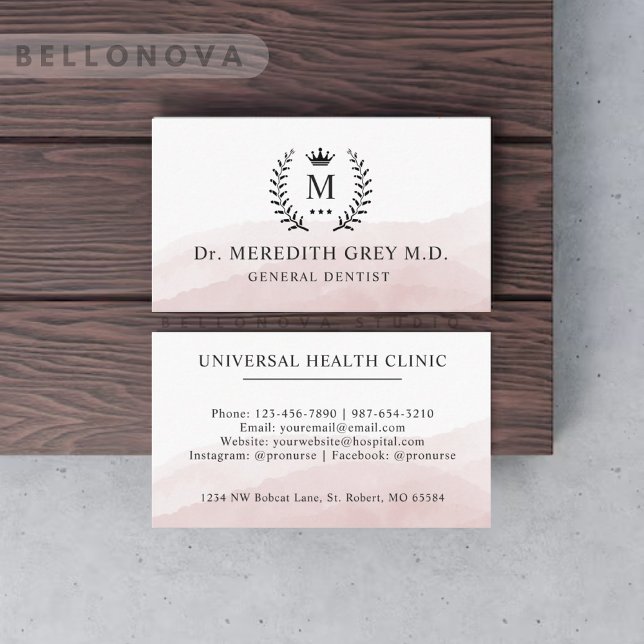 Benutzerdefinierter Anfangs- und Namensbereich Wei Visitenkarte (Custom Initial & Name White Black Pink Monogrammed Business Card)