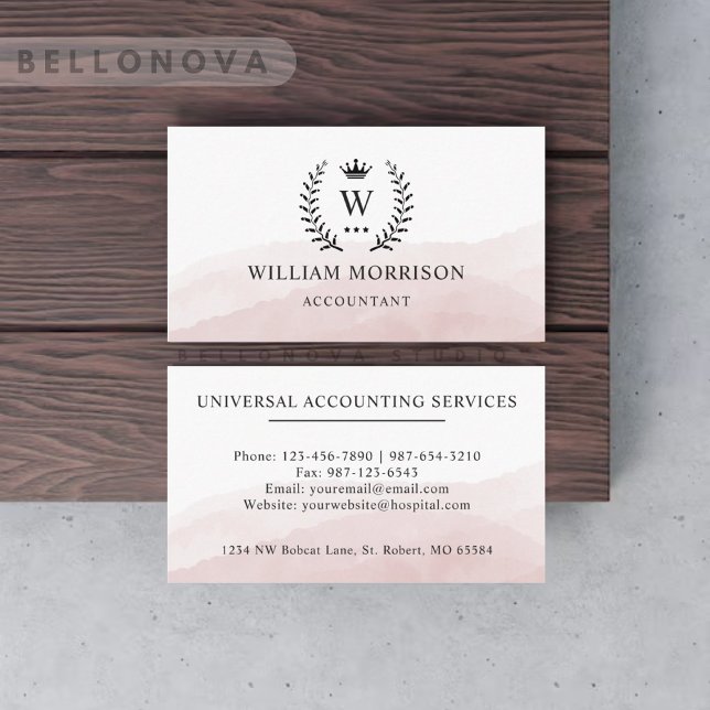 Benutzerdefinierter Anfangs- und Namensbereich Wei Visitenkarte (Custom Initial & Name White Black Pink Monogrammed Business Card)