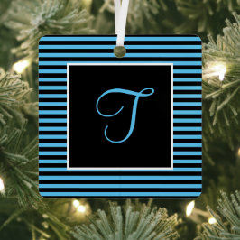 Benutzerdefinierter Anfangsbuchstabe Blau und schw Ornament Aus Metall