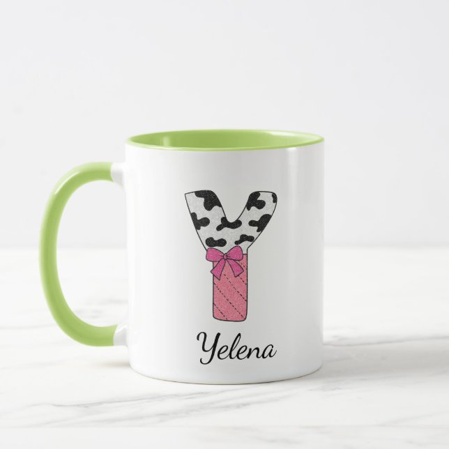 Benutzerdefinierter Anfangsbuchstabe Name Becher | Tasse (Links)
