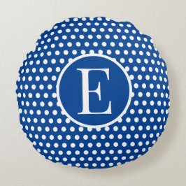 Benutzerdefinierter Anfangsbuchstabe Polka Dot Nav Rundes Kissen