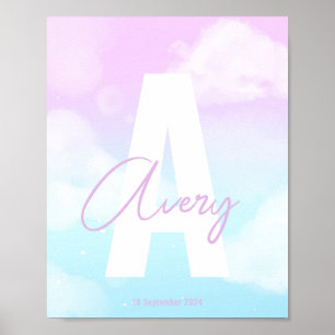 Benutzerdefinierter Anfangsbuchstabe Rosa Monogram Poster