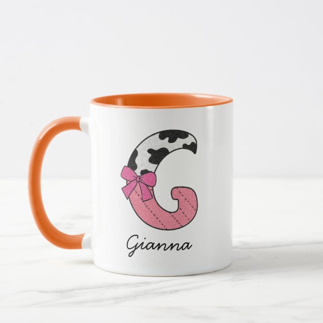 Benutzerdefinierter Anfangsbuchstabe Tasse | Pink  (Links)
