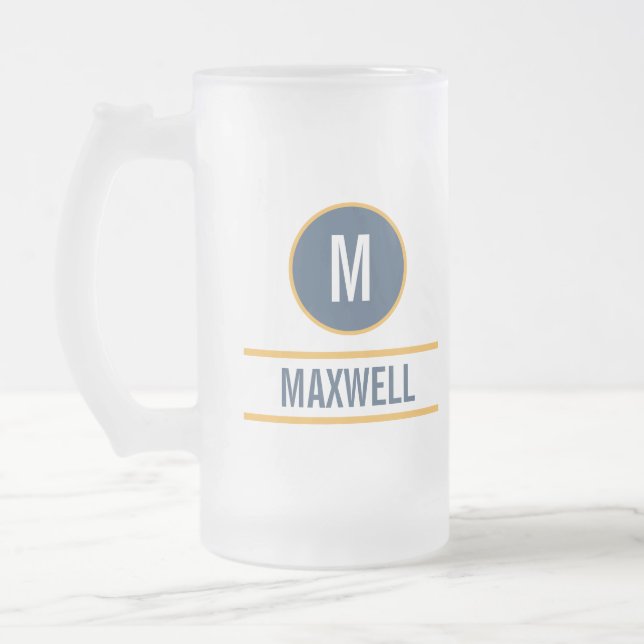 Benutzerdefinierter Anfangsbuchstabenname Monogram Mattglas Bierglas (Links)