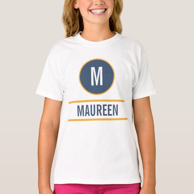 Benutzerdefinierter Anfangsbuchstabenname Monogram T-Shirt (Vorderseite)
