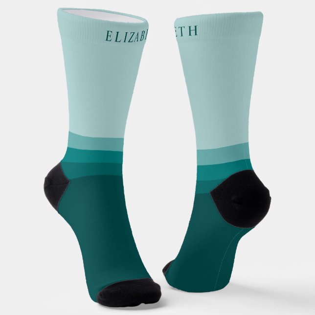 Benutzerdefinierter Aquamarin blauer Farbblock Socken (Gewinkelt)