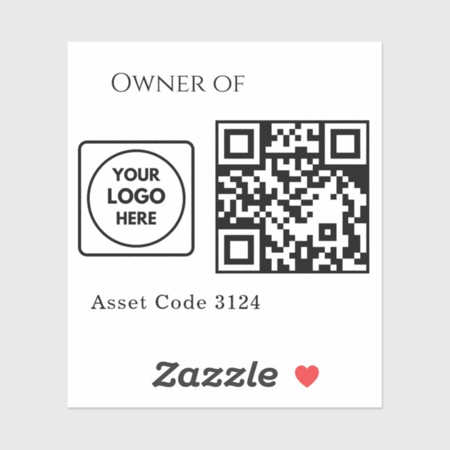 Benutzerdefinierter Asset-QR | Firmenlogo für Unte Aufkleber (Blatt)