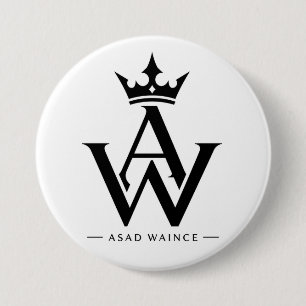 Benutzerdefinierter AW-Monogramm-Kronen-Logo-Rund- Button