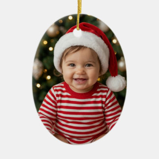 Benutzerdefinierter Baby-Erstweihnachts-Foto-Keram Keramik Ornament