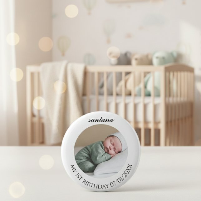 Benutzerdefinierter Baby-Foto-Geburtstagsbutton Button (Von Creator hochgeladen)
