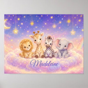 Benutzerdefinierter Baby Löwe Giraffe Zebra und El Poster