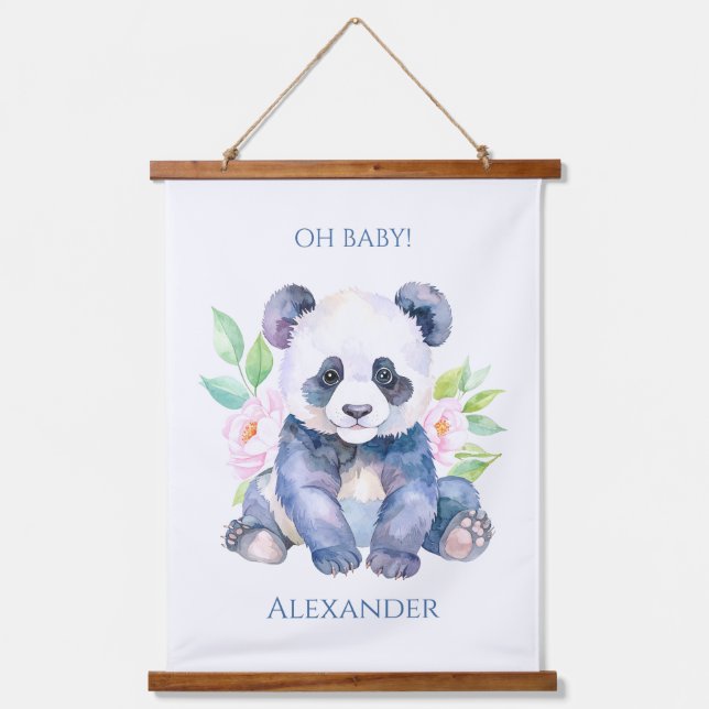 Benutzerdefinierter Baby-Panda  Wandteppich Mit Holzrahmen (Vorderseite)