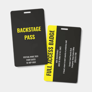Benutzerdefinierter Back Stage Full Access Konzert Ausweis