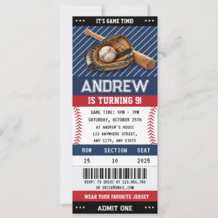 Benutzerdefinierter Baseball-Ticket-Geburtstag mit Einladung
