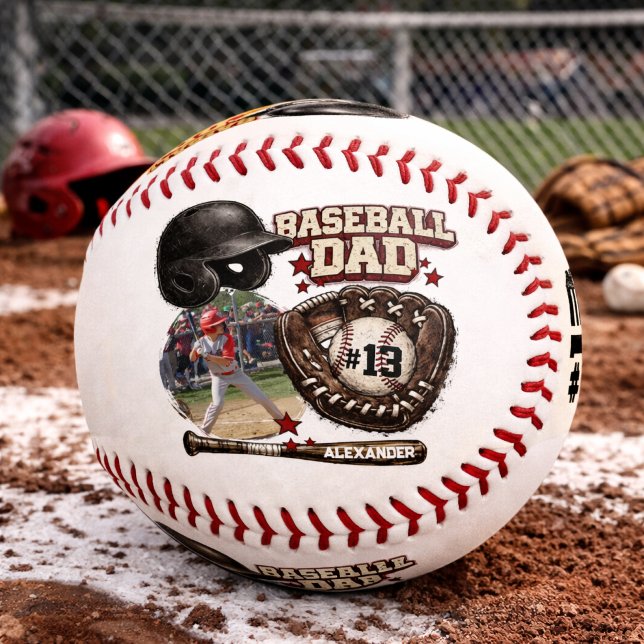 Benutzerdefinierter Baseball-Vater-Name mit Foto Baseball (Von Creator hochgeladen)