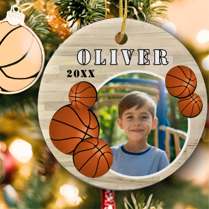 Benutzerdefinierter Basketball Holz Sport Foto Keramik Ornament