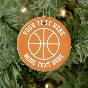 Benutzerdefinierter Basketball-Sport-Weihnachtsbau Keramikornament
