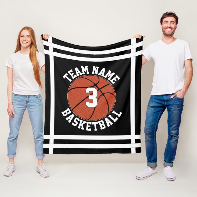 Benutzerdefinierter Basketball Teamname und Spiele Fleecedecke (Beispiel)